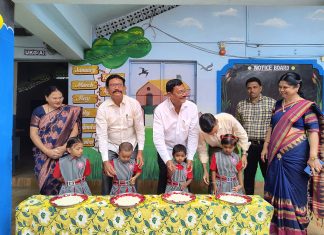 इन्फंट काँन्व्हेंट येथे प्रवेशोत्सव : मान्यवरांच्या हस्ते चिमुकल्यांना प्रथमाक्षरांचे धडे