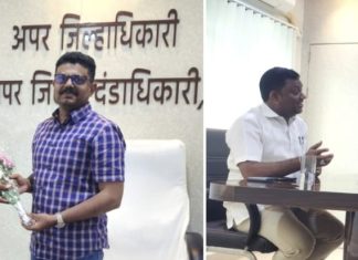 अहेरीचे अपर जिल्हाधिकारी तथा अपर जिल्हा दंडाधिकरी संजय आसवले यांचे माजी जि.प.अध्यक्ष अजय कंकडालवार यांच्याकडून स्वागत…!