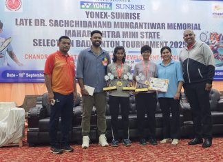 राज्यस्तरीय बॅडमिंटन स्पर्धेत जळगाव ची ओवी पाटील व श्रद्धा इंगळे दुहेरीच्या राज्य विजेत्या