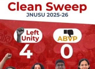 जेएनयू : छात्रों ने आरएसएस/एबीवीपी, प्रशासन और केंद्र सरकार की तिकड़ी को हराया