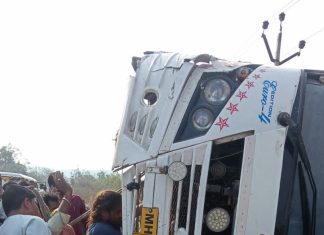 होमगार्ड सैनिकांची बस भीषण अपघात 40 होमगार्ड जखमी..!