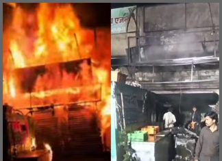 जयश्री दूध एजन्सीला भीषण आग अंदाजे पंचवीस लाख रुपयांचे नुकसान