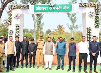 पालकमंत्र्यांच्या हस्ते लोहारा जंगल सफारी गेटचे उद्घाटन